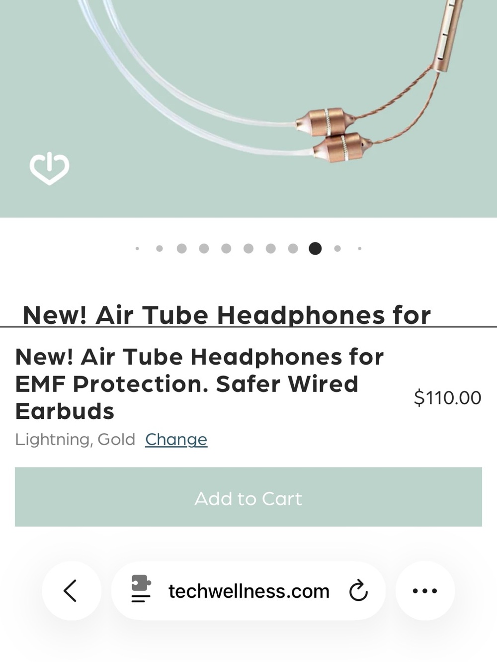 Tech Wellness Gold Air Tube Earbuds - Safer Wired Headphones - Picture 4 of 4